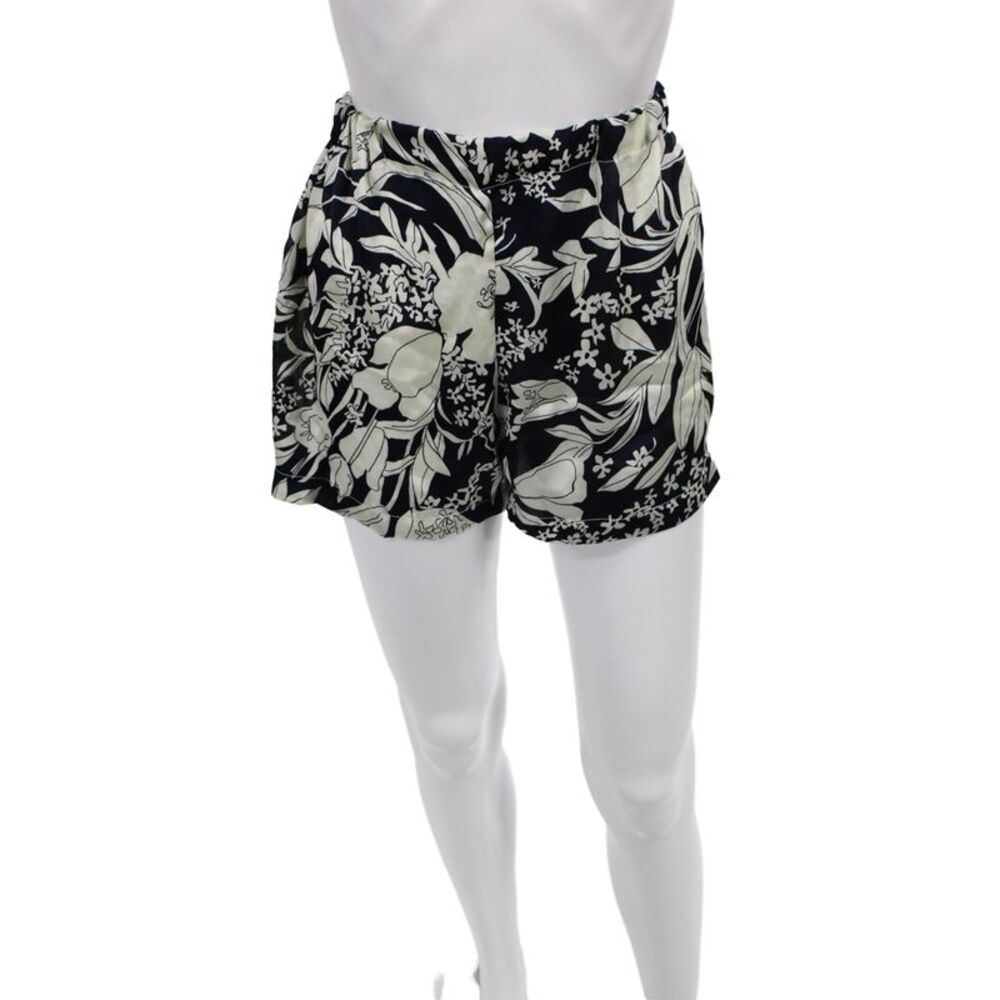 Muze Women Black Floral Silk Shorts Size XS
